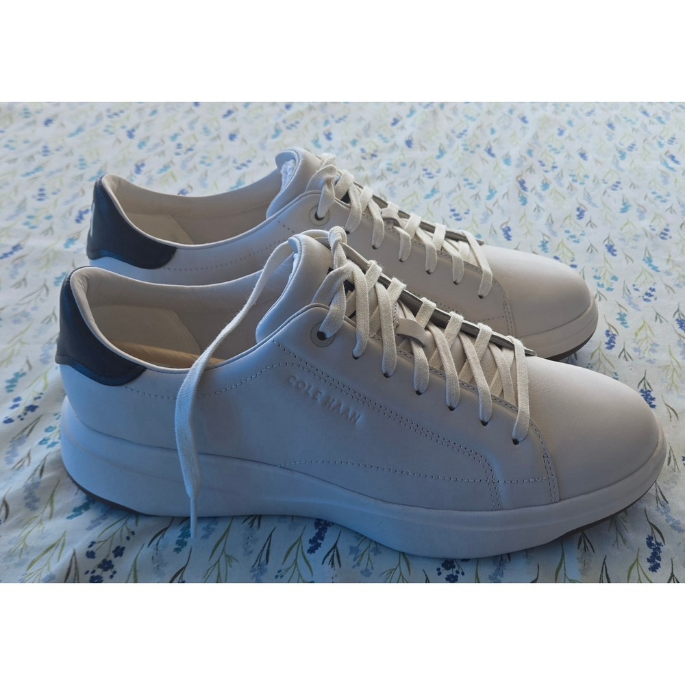 Cole Haan Mens GrandPro Tennis 2.0 Ivory Black Leather Sneakers C42749 Size 9M - Picture 4 of 8